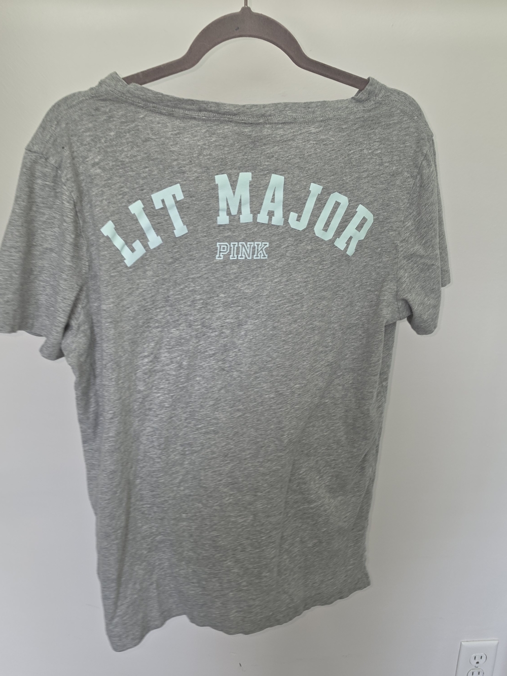 PINK Victoria's Secret Girls' 'Lit Major' Gray Graphic Tee